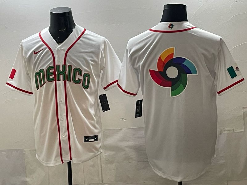 Men 2026 World Cub Mexico Blank White Game Nike MLB Jersey style 0016->->MLB Jersey